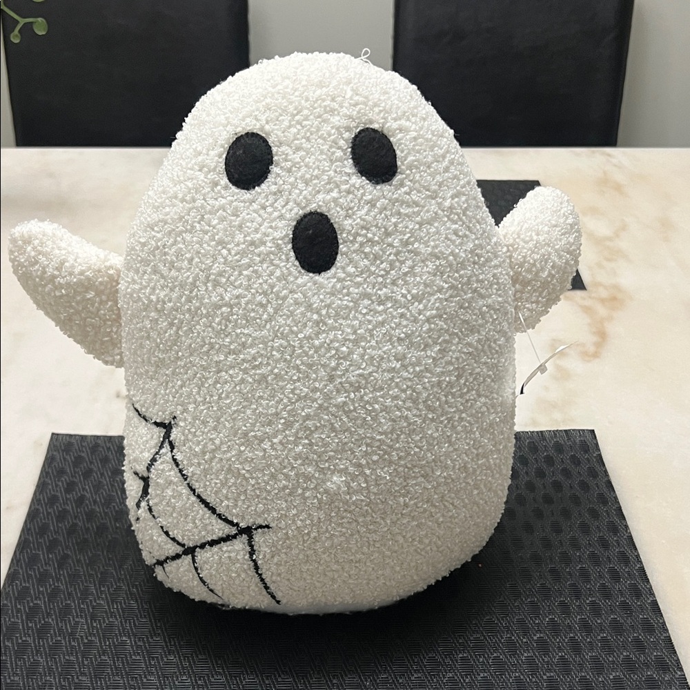 Plush Ghost Toy with Black Accents